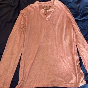 Nordstrom The Rail men red striped Henley long sleeve stretch